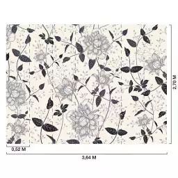 Pivoine b&w - tapisserie panoramique fleurs