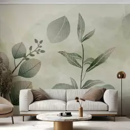 Brume d’eucalyptus - tapisserie panoramique feuilles
