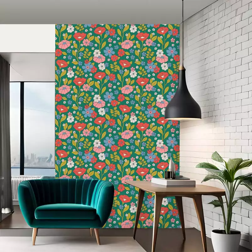 Elise eglantine - tapisserie panoramique fleurs