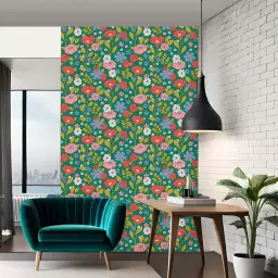 Elise eglantine - tapisserie panoramique fleurs