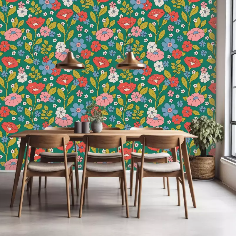 Elise eglantine - tapisserie panoramique fleurs