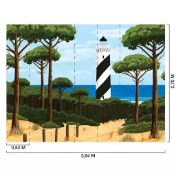 Phare de contis - tapisserie panoramique paysage bord de mer
