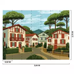 Le village basque de Sare - tapisserie panoramique nature