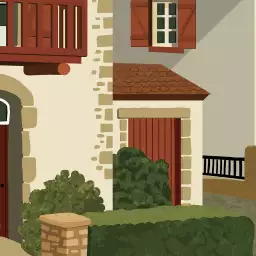 Le village basque de Sare - tapisserie panoramique nature