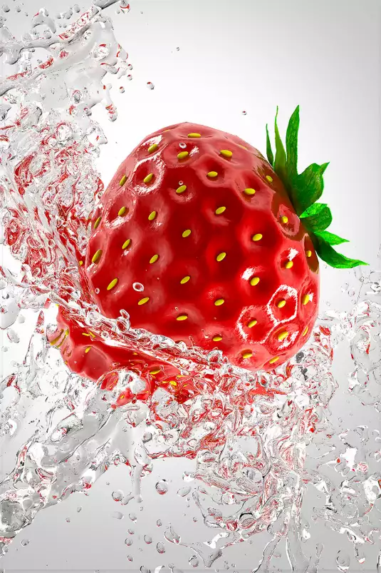 Fraise et goutte d'eau - tableau fruits