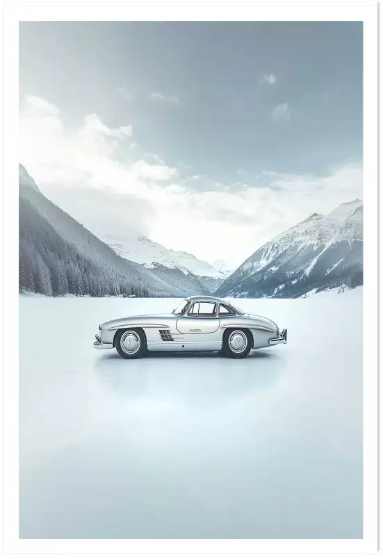 Benz winter - affiche voiture vintage