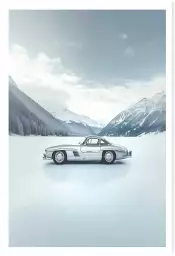 Benz winter - affiche voiture vintage