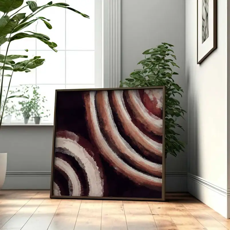 Tableau abstrait Anneaux bordeaux - tableau moderne abstrait