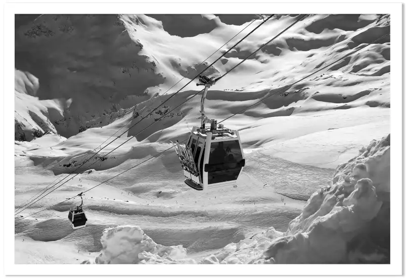 Photo montagne noir et blanc Télécabine - tableau de montagne
