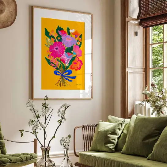 Bouquet d'été Tableau floral coloré - affiche de fleurs