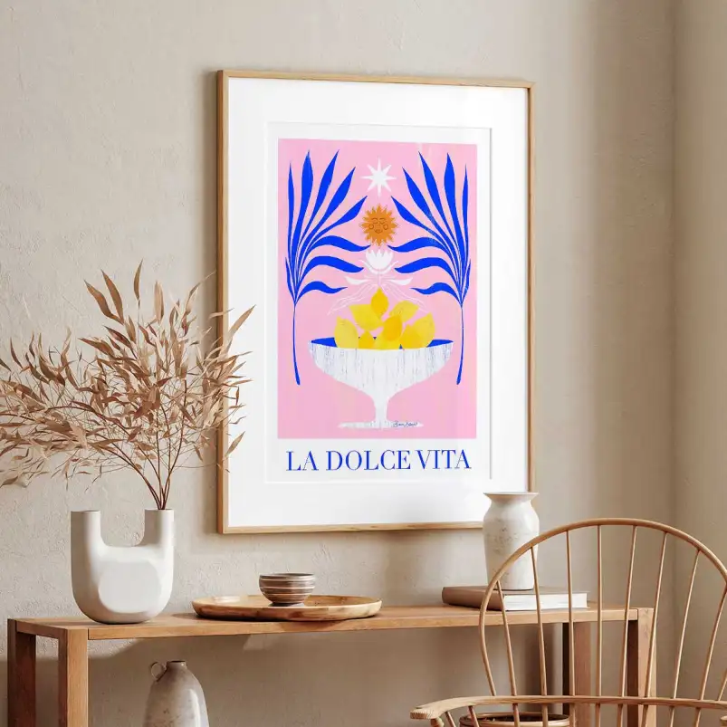 Affiche cuisine La dolce vita bleu - affiche cuisine humour