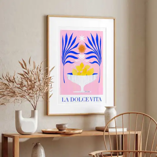 Affiche cuisine La dolce vita bleu - affiche cuisine humour