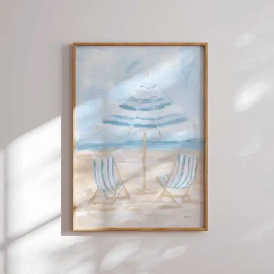 Tableau chaise sur la plage - affiche paysage mer