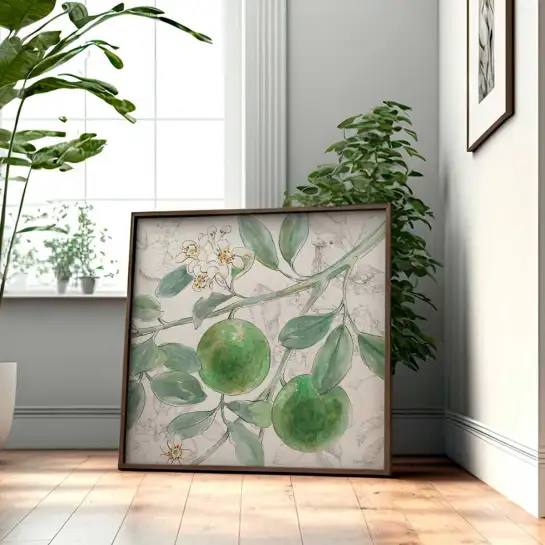 Tableau cuisine lime fleuri - affiche nature morte