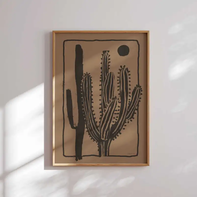 Tableau cactus sur bois - affiche vintage cactus