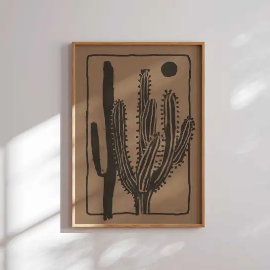 Tableau cactus sur bois - affiche vintage cactus
