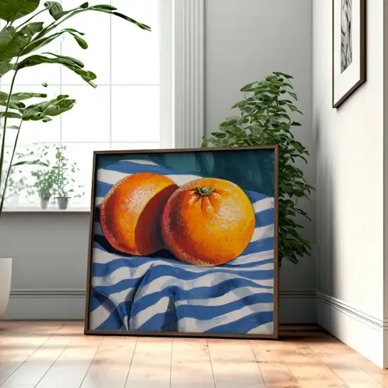 Tableau cuisine oranges et torchons - affiche cuisine