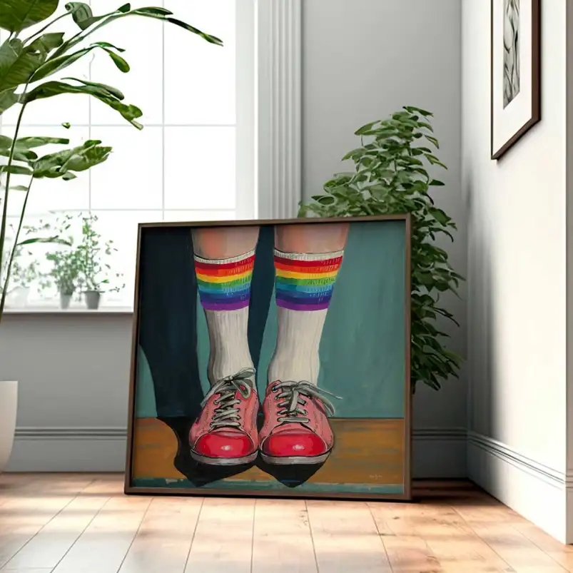 Affiche deco chaussette arc en ciel - affiche enfants