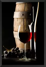 Tonneau et verre de vin rouge - affiche vin