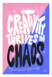 Tableau abstrait Créative chaos bleu et rose - affiche pop art