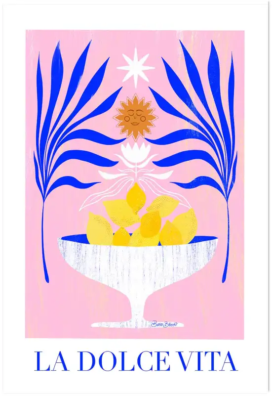 Affiche cuisine La dolce vita bleu - affiche cuisine humour