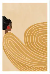 Tableau portrait féminin La femme à la robe jaune - tableau design contemporain