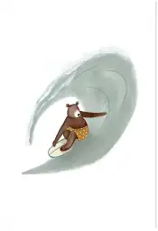 Affiche enfant L'ours sur la vague - affiche chambre enfant