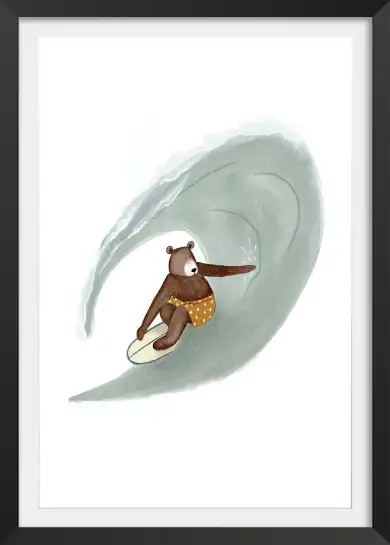 Affiche enfant L'ours sur la vague - affiche chambre enfant