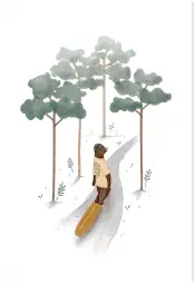 Affiche enfant L'ours en longboard - affiche chambre enfant