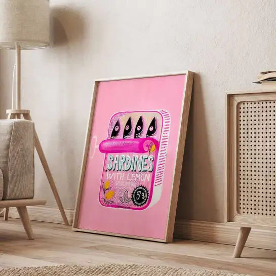 Affiche cuisine Sardines with lemon - affiche cuisine humour