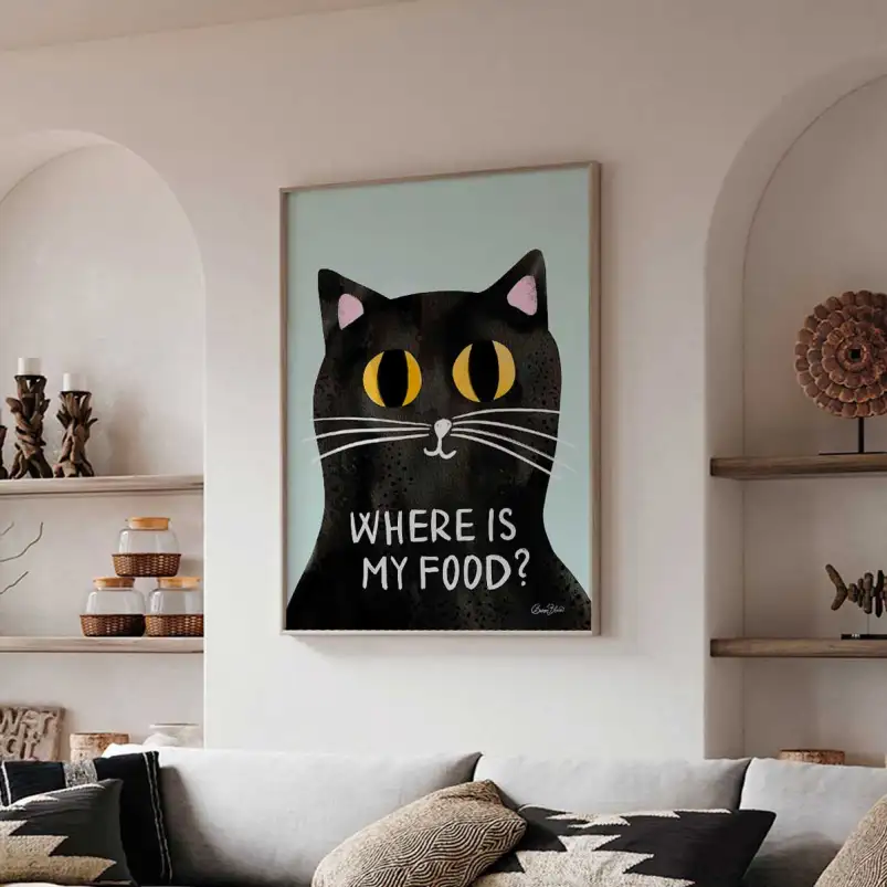 Affiche cuisine Cat food - affiche cuisine humour