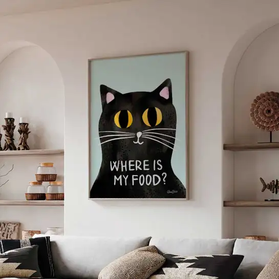 Affiche cuisine Cat food - affiche cuisine humour