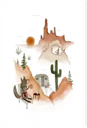 Poster enfant Coyote dans le desert - affiche enfants