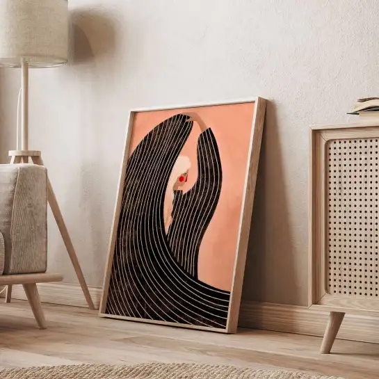 Tableau Femme Manteau Rayure Noire - tableau art contemporain