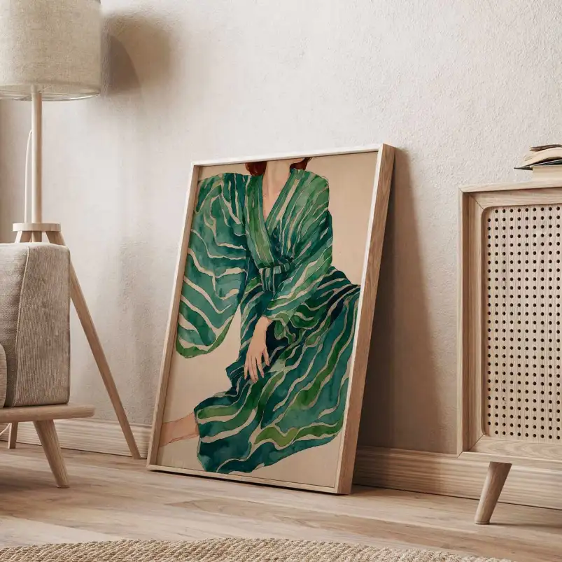 Tableau déco Femme au kimono vert