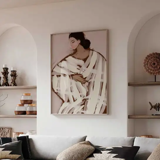 Tableau Élégance Rayée Femme - tableau design contemporain