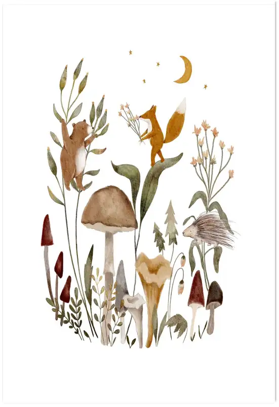 Affiche enfant Les minis et les champis - cadre chambre enfant
