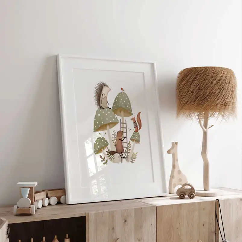 Poster enfant Jeux de champignons - décoration chambre enfant