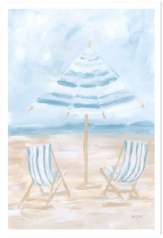 Tableau chaise sur la plage - affiche paysage mer