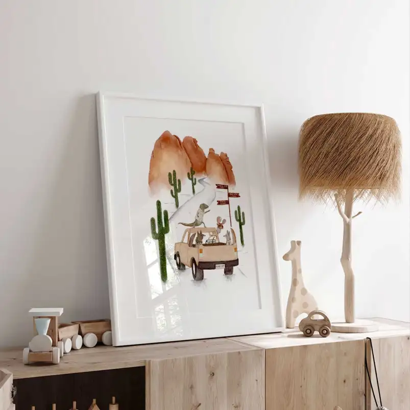 Tableau enfant Vallée des comboys - decoration murale enfant