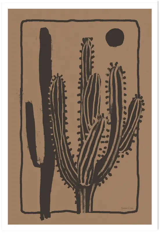 Tableau cactus sur bois - affiche vintage cactus