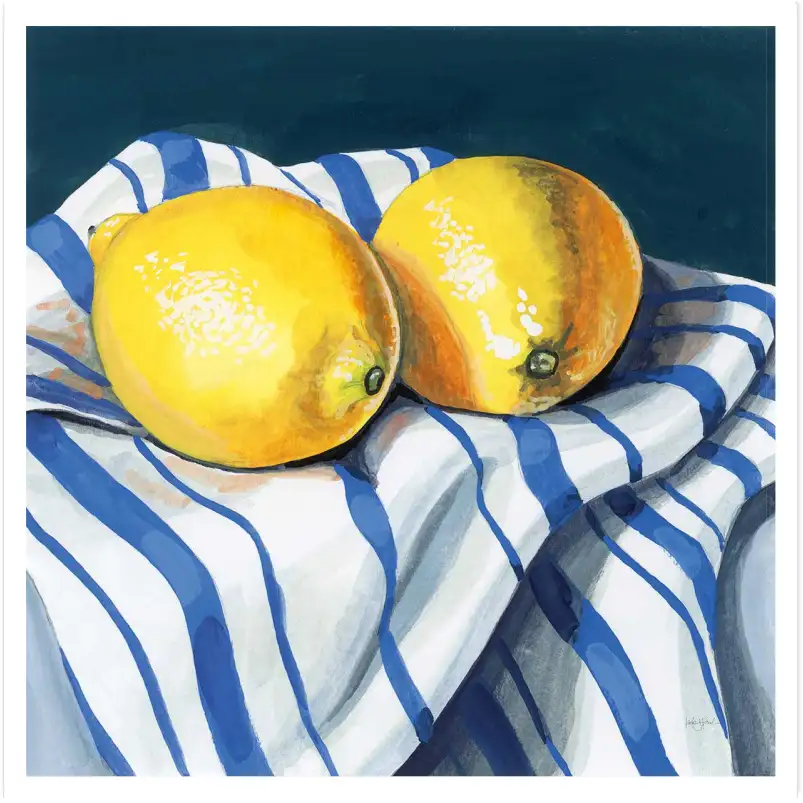 Tableau cuisine citrons et torchons - affiche cuisine