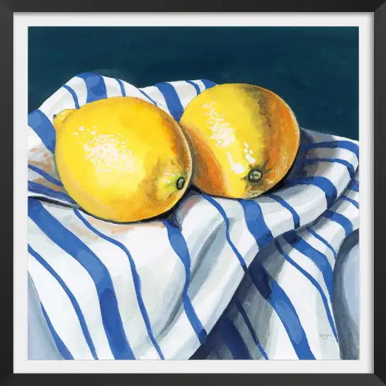 Tableau cuisine citrons et torchons - affiche cuisine