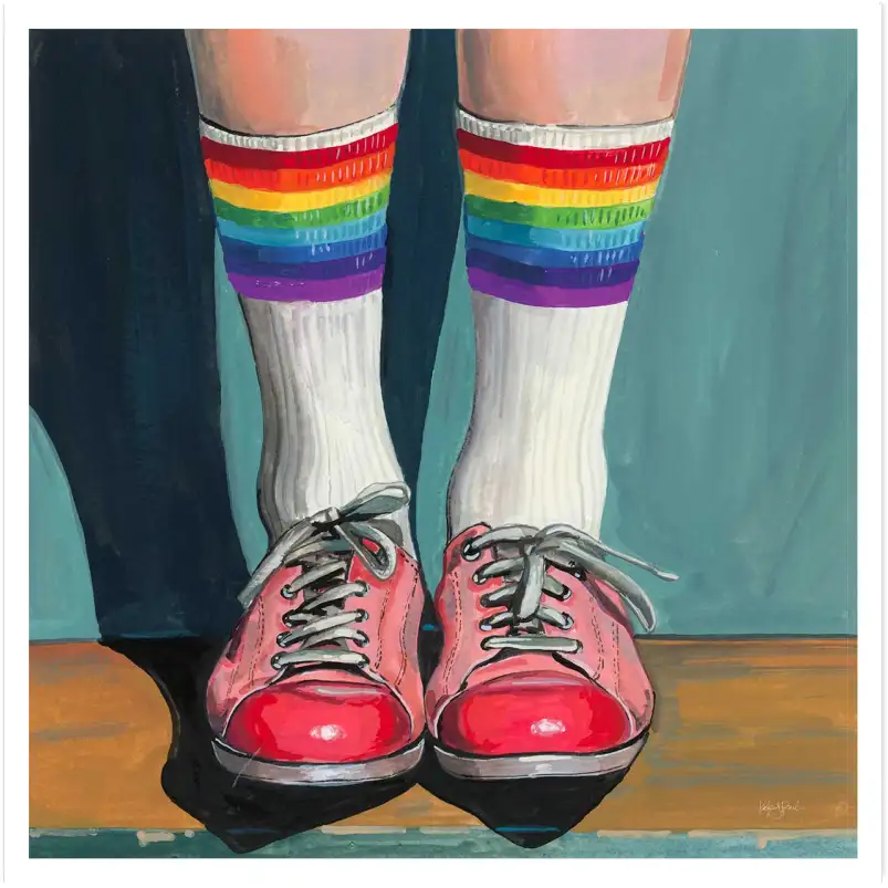Affiche deco chaussette arc en ciel - affiche enfants