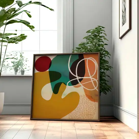 Tableau abstrait forme en fête - affiche organique