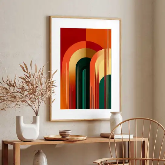 Tableau géométrique 70s  Fusion II - affiche art geometrique