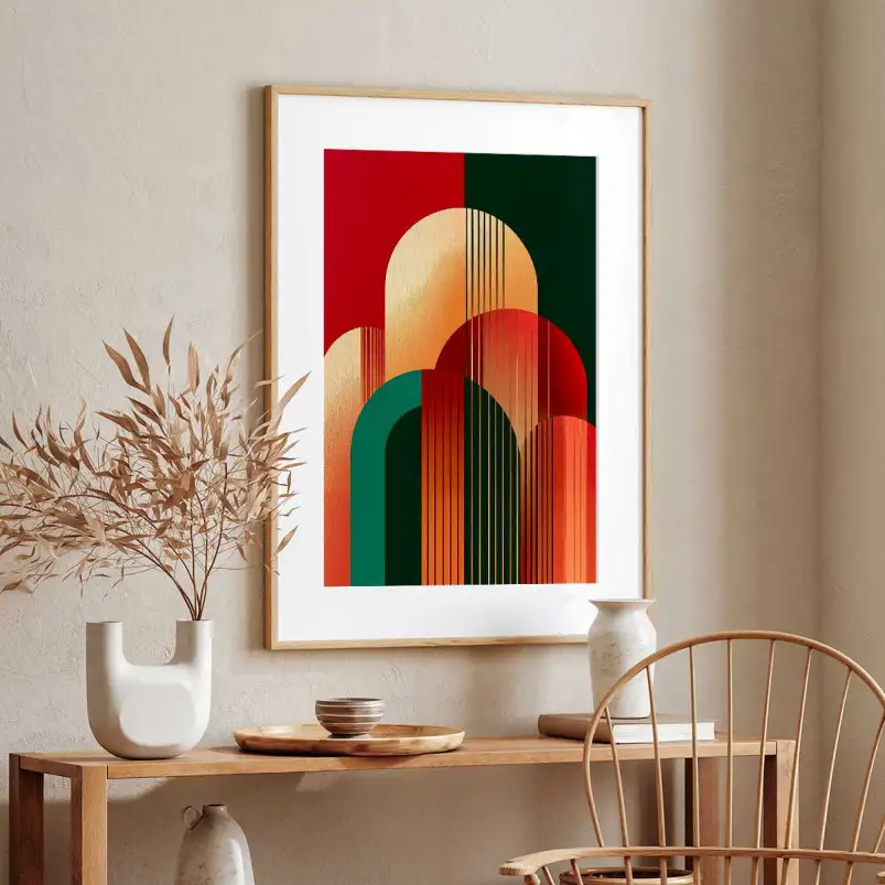 Tableau géométrique 70s  Fusion III - affiche art geometrique