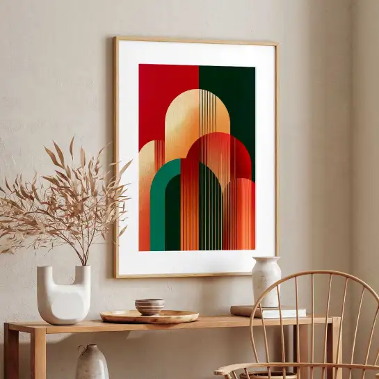 Tableau géométrique 70s  Fusion III - affiche art geometrique