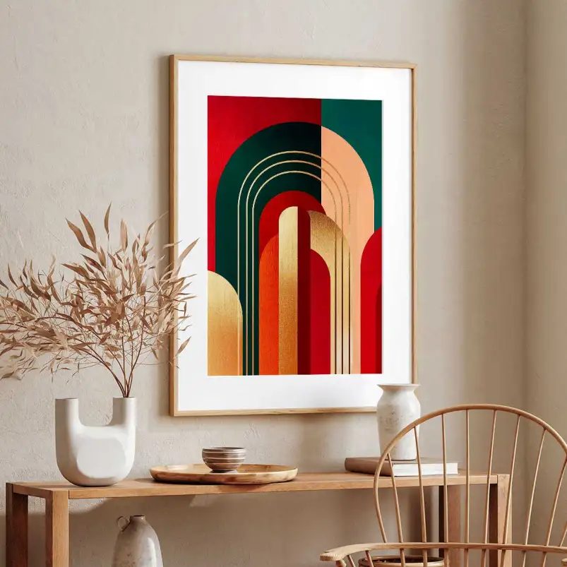 Tableau géométrique 70s  Fusion - affiche art geometrique