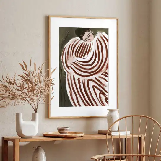 Tableau pop art La femme à la robe marron - tableau design contemporain